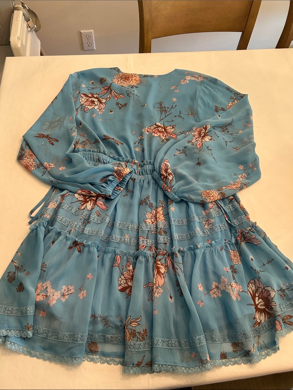 Versona Blue Floral Tiered Dress - Picture 6 of 6